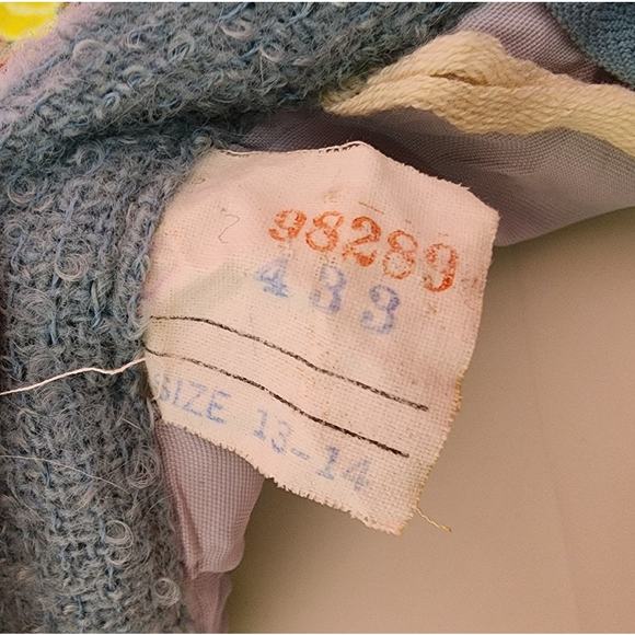 Size XS | Vintage 1960's Light Steel Blue Wool Boucle Knit Skirt Suit Set - Picture 11 of 11